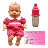Boneca Recém Nascida Bebezinho Menina Cheirinho De Bebê Com Acessórios Mamadeira Mágica E Certidão De Nascimento Linda Parece De Verdade Estilo Reborn Cotiplás Brinquedos