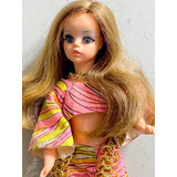 Boneca Susi Anos 70 Com Suporte Antiga Rara Cabelo Mechas