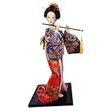 Bonecas De Gueixa Japonesa étnica De 12 Polegadas Oriental Antiga Kabuki Menina Estátua Bonecas Quimono Para Mesa Decoração De Casa Azul E Vermelho 1829