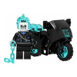 Boneco Blocos De Montar Moto Motoqueiro Fantasma Sky Chain
