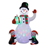 Boneco De Neve De 6 Pés Com Pinguim Inflável De Natal De 1 8