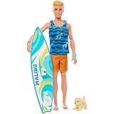 Boneco Ken Barbie Filme Articulado Prancha Surf Cachorrinho E Acessórios HPT50 Mattel