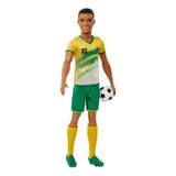 Boneco Ken Jogador De Futebol Camiseta Verde Amarela Mattel