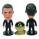 Boneco Miniatura Cristiano Ronaldo Com Bola De Ouro