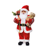 Boneco Papai Noel Em Pé Com Casaco Xadrez Segurando Urso E