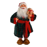 Boneco Papai Noel Pijama Roupão Natalino Decorativo 46 Cm