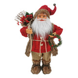 Boneco Papai Noel Prata Champanhe Luxo Decoração Natal 60cm