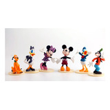 Bonecos 6 Miniaturas Mickey Minie Pluto Pateta Donald Mod B