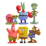 Bonecos Bob Esponja Turma Conjunto 06 Unidades Mini 3 6 5cm