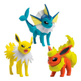 Bonecos Trio Pokémon Jolteon Vaporeon Flareon
