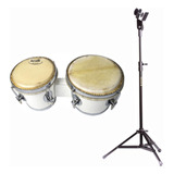 Bongo Madeira 7x8 Torelli Tb011 Branco Com Pedestal