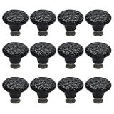 Bonsicoky 12 Pçs Puxadores De Puxador De Armário De Cerâmica Puxadores Redondos Vintage De Orifício Único Para Armário Decorativo De Gaveta Com Parafusos Preto
