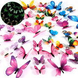Borboletas Decorativas Fluorescentes Brilham Escuro Kit 12un Cor Colorido