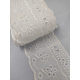 Bordado Inglês Com Passa Fita 7 5cm Larg Cor Branco
