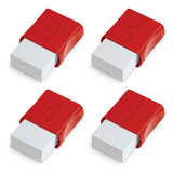 Borracha Faber Castell Branca Com Cinta Kit Com 4 Unidades
