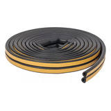 Borracha Vedação Veda Fresta Adesiva Rolo 6m Mod D 4mm Preto