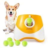 BOSERMEN Lançador De Bola Automático Lançador De Bola Interativo Pequeno Lançador De Bola Automático Para Cães Lançador De Bola Para Cães Com 6 Mini Bolas De Tênis Laranja 