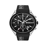 BOSS Relógio Masculino De Quartzo De Aço Inoxidável Com Pulseira De Silicone Preto 22 Modelo 1513716 Velocity Black Relógio De Quartzo