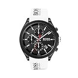 BOSS Relógio Masculino Velocity De Quartzo De Aço Inoxidável Com Pulseira De Silicone Branco Modelo 1513718 Velocity White Relógio De Quartzo