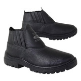 Bota Botina Masculina Couro Trabalho Segurança Epi Bico Pvc
