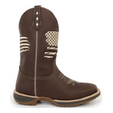 Bota Botina Texana Country Em Couro Sola Jump Bordado brinde