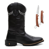 Bota Botina Texana Masculina Country Couro Rodeio Brinde