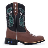 Bota Botinha Texana Masculina Country Em 100% Couro Legitimo