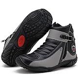 Bota Cano Curto Couro Para Motociclista ATRON 271 KM PT CZ Cor Preto Tamanho 44