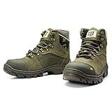 Bota Cat Masculina Verde Militar Em Couro Adventure Biqueira Interna Verde Oliva 39