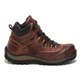 Bota Coturno Adventure Militar Com Ca Trilha Em Couro Taupe