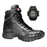 Bota Coturno Adventure Motociclista Couro Legítimo Relógio