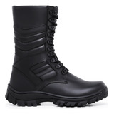 Bota Coturno Cano Alto Masculino Preto De Couro Militar 1000
