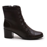 Bota Coturno Feminina Cano Curto Couro Confortavel