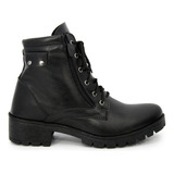 Bota Coturno Feminina Top Zíper Lateral Couro Confortável