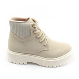 Bota Coturno Infantil Feminina Kidy Oxford Marfim Original
