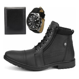 Bota Coturno Masculina Sola De Borracha relógio Carteira