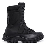 Bota Coturno Militar Tatica Em Couro Com Zíper Palmilha Gel