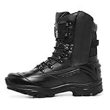 Bota Coturno Militar Tiger Pró- Couro Resistente- Design Tático- Solado Robusto Para Uso Militar -Preto Com Zíper- BR- Adulto- Numérico- 44-