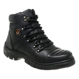 Bota Coturno Motoqueiro Couro Legítimo Militar Cano Curto