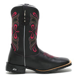 Bota Country Feminina Bico Quadrado Texana Confortável