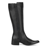 Bota De Couro Feminina Montaria Cano Alto Confortável Preta