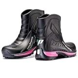 Bota De Pvc Cano Curto Feminina Impermeável Preta Com Rosa Pantaneiro Borracha Motociclista Moto 39 40 