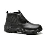 Bota De Segurança Em Couro Masculino Elástico Solado Costurado Biqueira PVC E CA