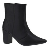 Bota Feminina Bico Fino Cano Curto Ziper Salto Alto 201 01
