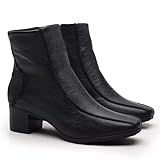 Bota Feminina Em Couro Legítimo Coturno Confortável Inverno Preto BR Adulto Numérico 37