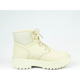 Bota Feminina Infantil Coturno Kidy Oxford Cor Marfim 37844