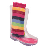 Bota Galocha Infantil Cano Longo Menina C Meia De Brinde