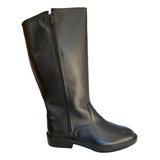 Bota Hipismo Zíper Couro Bovino Cano Longo Boné De Brinde