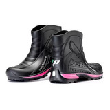 Bota Impermeável Pvc Para Motociclista Pantaneiro Rosa