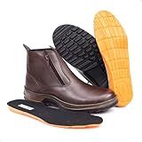 Bota Masculina Coturno Masculino Em Couro Com Zíper E Palmilha Em Gel Marrom BR Adulto Numérico 40 